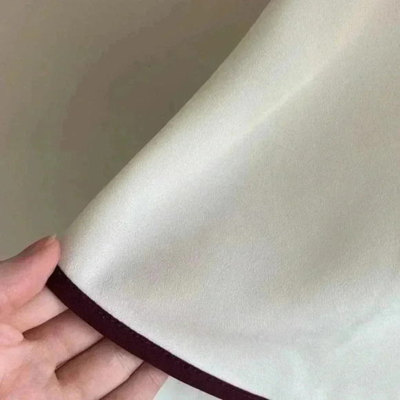 Harvé Benard Multicolor Short Sleeve Blouse (White/Navy/Maroon) w/ Zipper Back - Picture 4 of 8